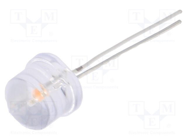 LED; 8mm; pink; 500÷750mcd; 100°; Front: convex; Pitch: 2.54mm