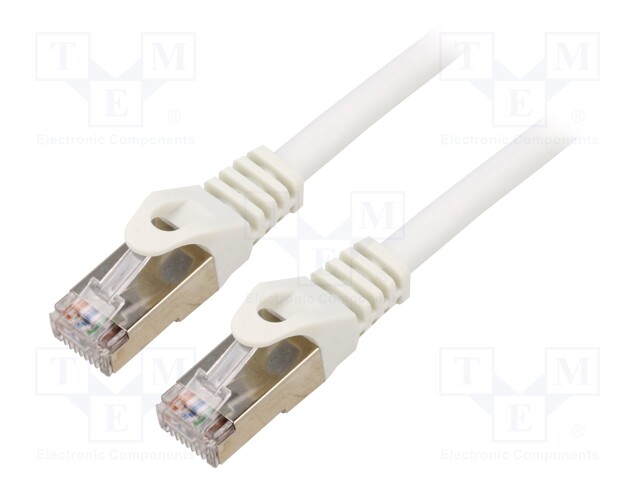 Patch cord; S/FTP; 6a; solid; Cu; LSZH; white; 1m; 27AWG; Cablexpert