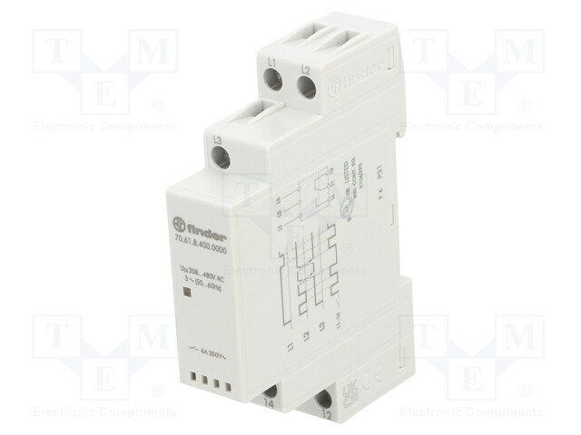 Phase Monitoring Relay, Loss, Rotation, 70 Series, SPDT, 6 A, DIN Rail, Screw, 250 V