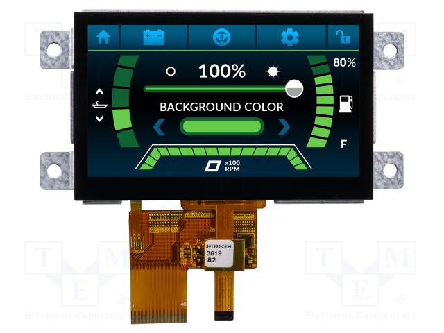 Display: TFT; 800x480; Illumin: LED; Window dimensions: 95x53.9mm