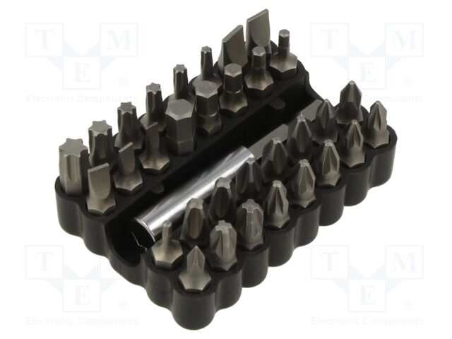 Kit: screwdriver bits; hex key,Phillips,Pozidriv®,slot,Torx®