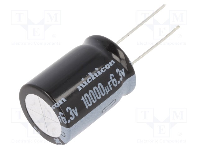 Capacitor: electrolytic; THT; 10000uF; 6.3VDC; Ø18x25mm; ±20%; 19mΩ