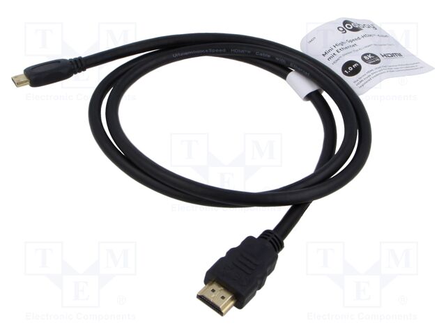 Cable; HDMI 2.1; HDMI plug,mini HDMI plug; PVC; Len: 1m; black