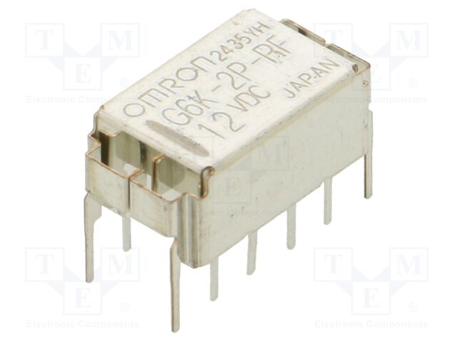 Relay: electromagnetic; DPDT; Ucoil: 12VDC; Icontacts max: 1A; PCB
