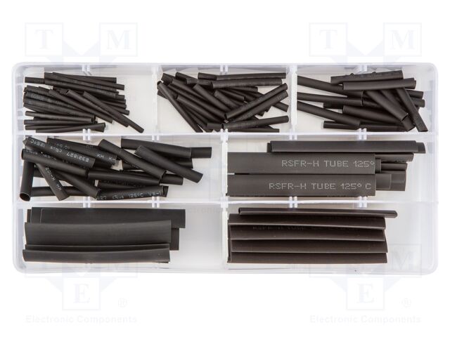 Heat shrink sleeve; glueless,flexible; black; 127pcs.