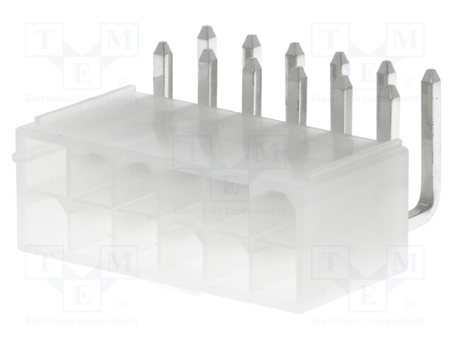 Socket; wire-board; male; N42G; 4.2mm; PIN: 12; THT; 600V; 9A; tinned