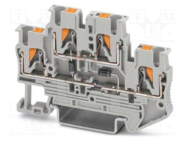 Splice terminal: rail; PA; terminals: 4; W: 5.2mm; H: 68mm; Body: grey