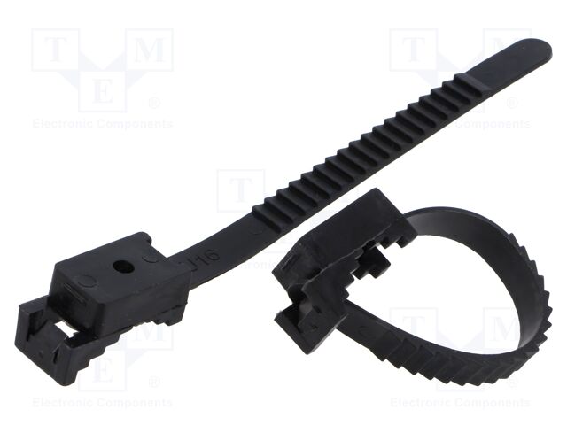 Cable strap clip; L: 120mm; 50pcs; -15÷80°C; StrapLock; Body: black