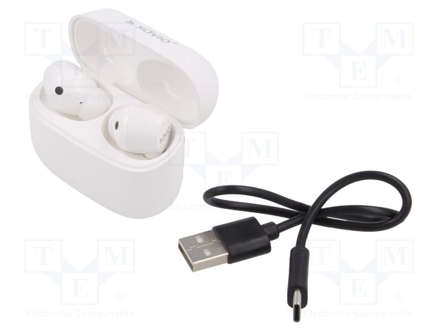 Wireless headphones with microphone; white; USB C; 20Hz÷20kHz