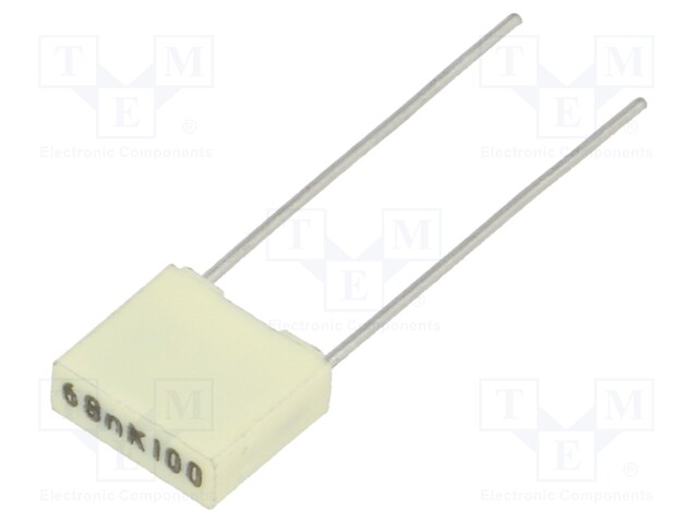 Capacitor: polyester; 68nF; 63VAC; 100VDC; Pitch: 5mm; ±10%