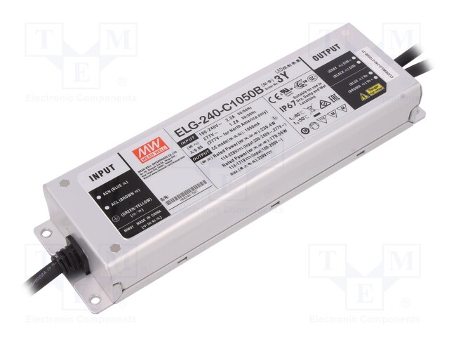 Power supply: switched-mode; LED; 239.4W; 114÷228VDC; 1050mA; IP67