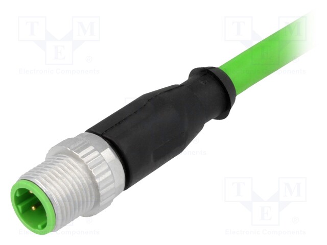 Plug; M12; PIN: 4; male; D code-Ethernet; 2m; Insulation: PVC; cables