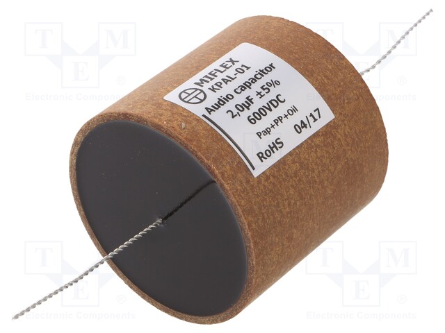 Capacitor: aluminum-polypropylene-paper; 2uF; 600VDC; ±5%; 0.004