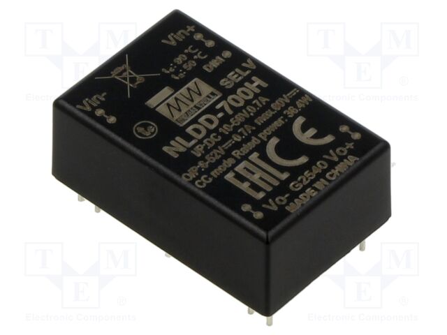 Converter: DC/DC; Uin: 10÷56V; Uout: 6÷52VDC; Iout: 700mA; THT; NLDD