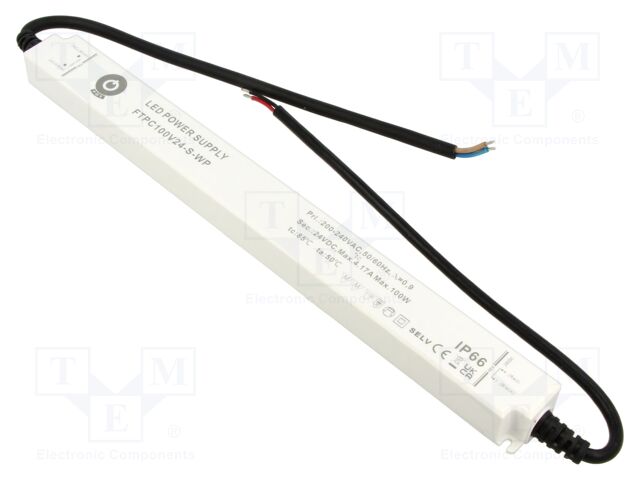 Power supply: switching; LED; 100W; 24VDC; 0÷4.17A; 180÷264VAC