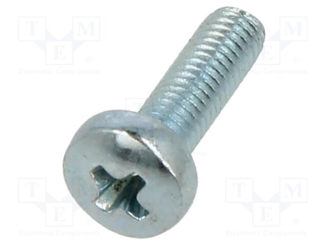 Screw; M3x10; Head: button; Phillips; PH1; steel; zinc; Øhead: 6mm
