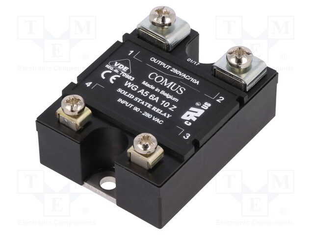 Relay: solid state; Ucntrl: 90÷280VAC; 10A; 24÷280VAC; -20÷80°C