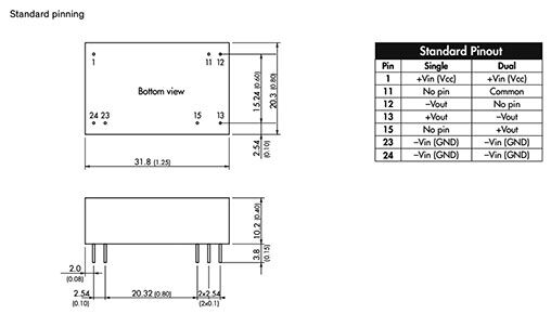 Converter: DC/DC; 10W; Uin: 4.5÷9V; 3.3VDC; Iout: 2500mA; DIP24; 14g