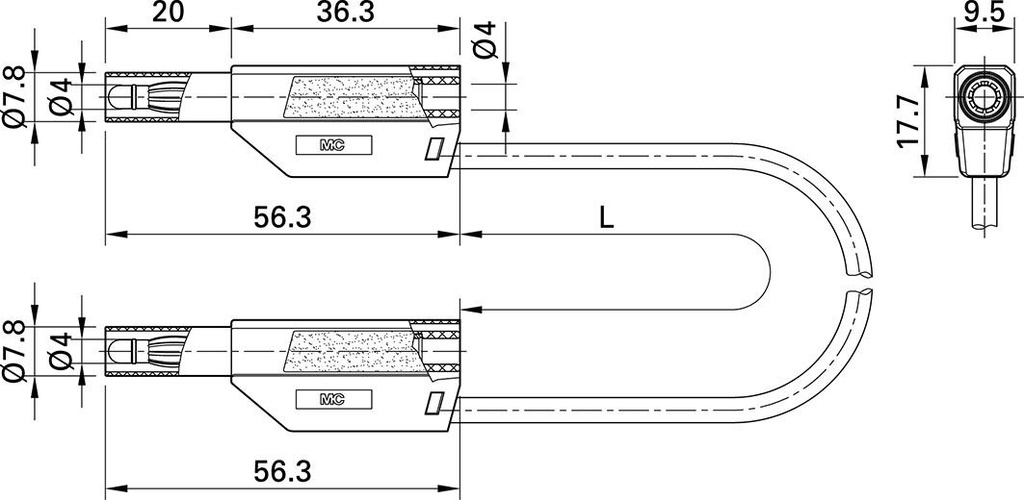 Test lead; silicone; 0.5m; white; 19A; 1kV; Cond.cross sec: 1mm2