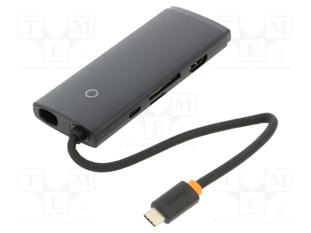 Hub USB; HDMI socket,SD,TF,USB A socket x2,USB C socket; grey