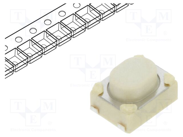Microswitch TACT; SPST; Pos: 2; 0.05A/12VDC; SMD; 1.76N; OFF-(ON)