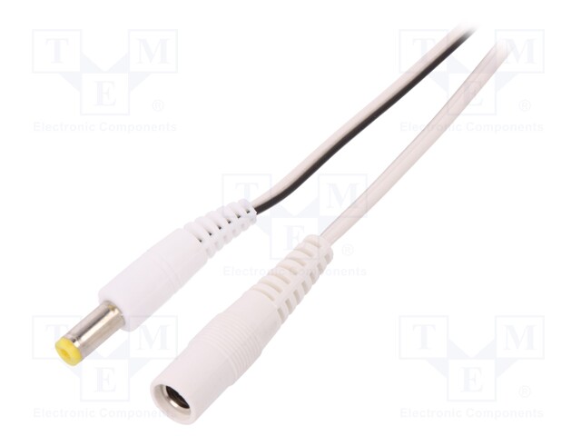 Cable; DC 5,5/2,1 plug,DC 5,5/2,1 socket; straight; 0.5mm2; 1m