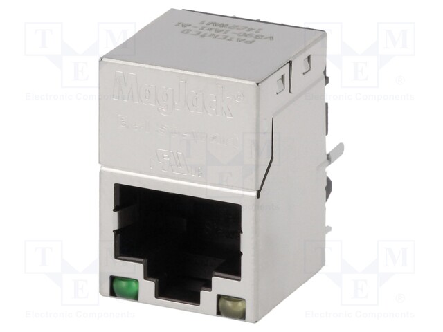 Socket; RJ45; PIN: 8; shielded,with LED; Layout: 8p8c; THT; straight