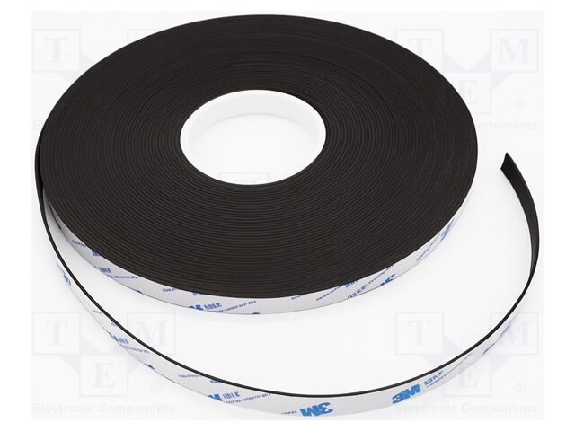 Tape: magnetic; W: 25mm; L: 30m; Thk: 1.5mm; acrylic; black; max.70°C