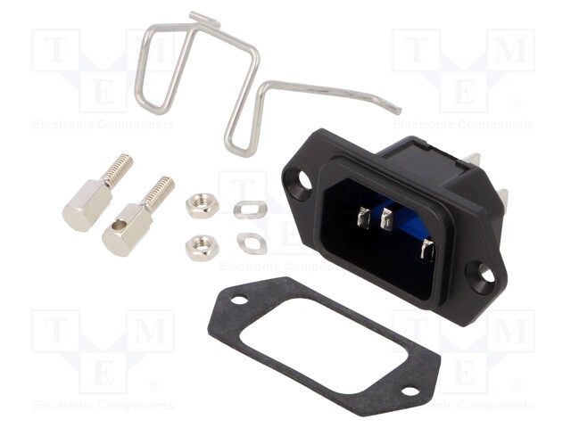 CONNECTOR, MAINS SOCKET, 15A, 250V, BLK