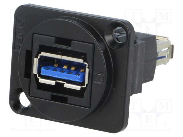 Coupler; USB A socket,both sides; FT; USB 3.0; metal; 19x24mm