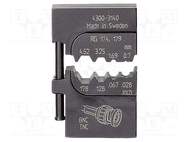 Crimping jaws; BNC connectors,TNC connectors