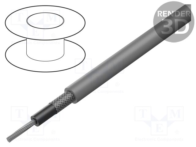 Wire; F-CY-OZ; 1x1mm2; tinned copper braid; PVC; grey; 300/500V