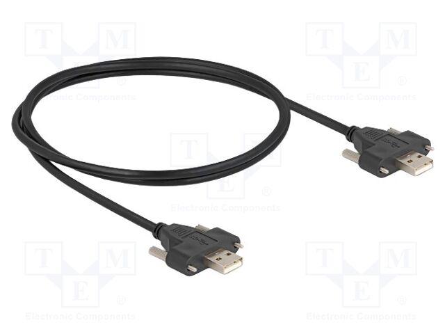 Cable; USB 2.0; USB A plug,both sides; 1m; black; 26AWG,28AWG