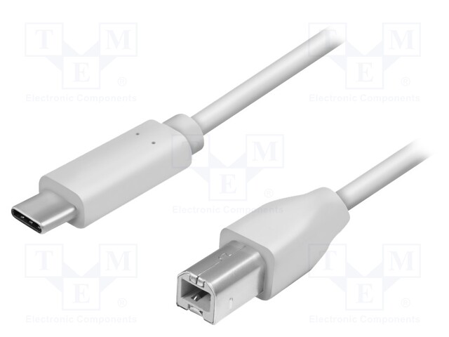 Cable; USB 2.0; USB B plug,USB C plug; 1m; grey