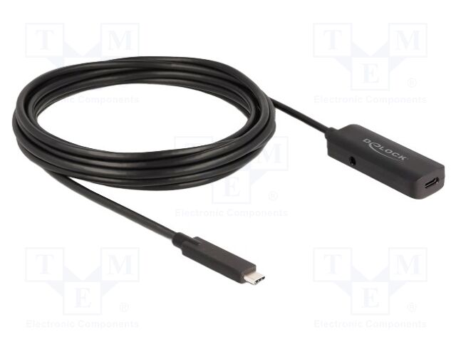 Cable; DC socket,USB C socket,USB C plug; 5m; black; 24AWG,30AWG