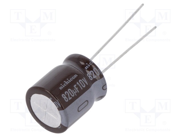 Capacitor: electrolytic; low impedance; THT; 820uF; 10VDC; ±20%