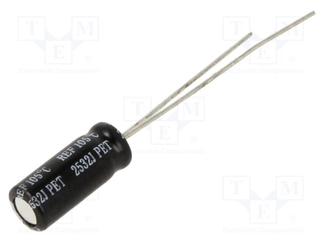 Capacitor: electrolytic; THT; 22uF; 50VDC; Ø5x12mm; ±20%; -40÷105°C