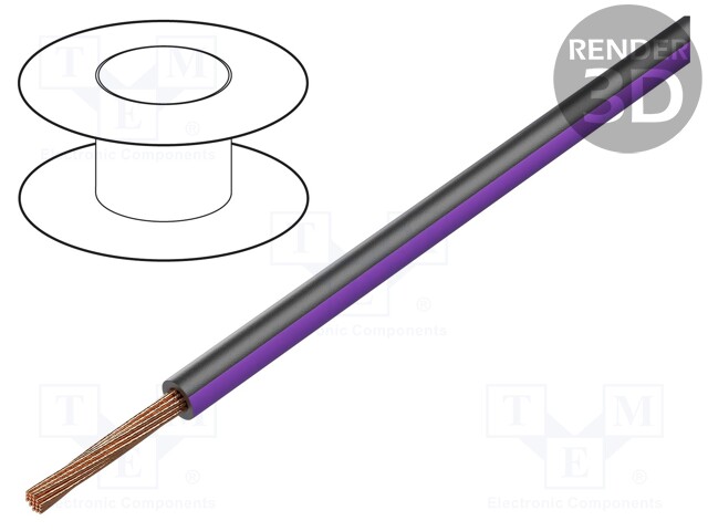 Wire; FLRY-B; 1x0.75mm2; stranded; Cu; PVC; black-violet; 60V