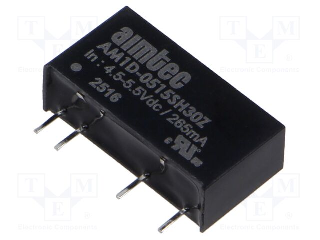 Converter: DC/DC; 1W; Uin: 4.5÷5.5V; 15VDC; Iout: 70mA; SIP7; 2.3g