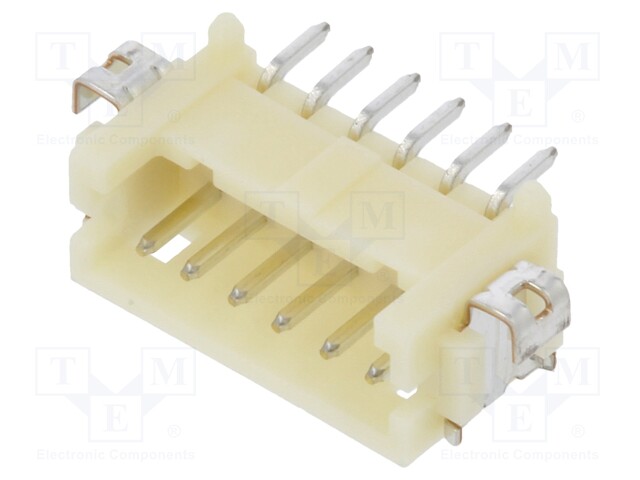 Socket; wire-board; male; DF13; 1.25mm; PIN: 6; SMT; on PCBs; tinned