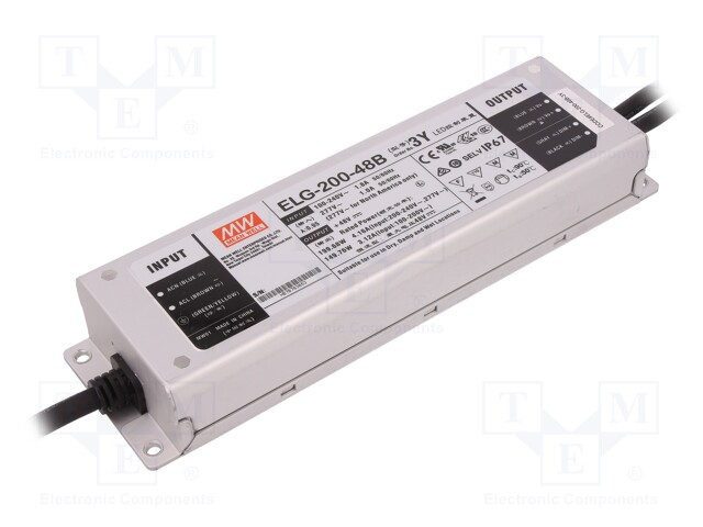 Power supply: switched-mode; LED; 199.68W; 48VDC; 4.16A; IP67; 93%
