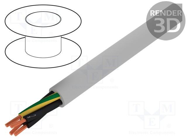Wire; stranded; Cu; JZ-500-PUR; 4G0,5mm2; unshielded; grey; PUR