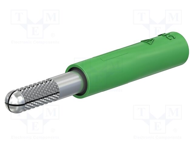 Connector: 4mm banana; adapter; 25A; green; 40.5mm; nickel plated