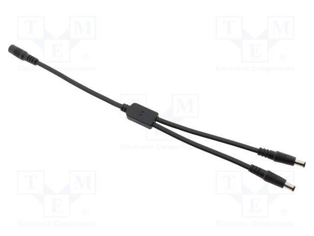 Cable; 2x0.75mm2; DC 5,5/2,1 plug x2,DC 5,5/2,1 socket; black