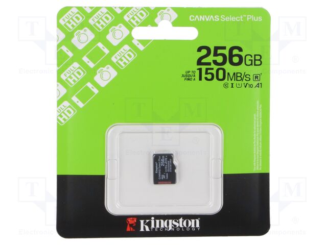 Memory card; microSD; R: 150MB/s; Class 10 UHS U1; 256GB; -25÷85°C