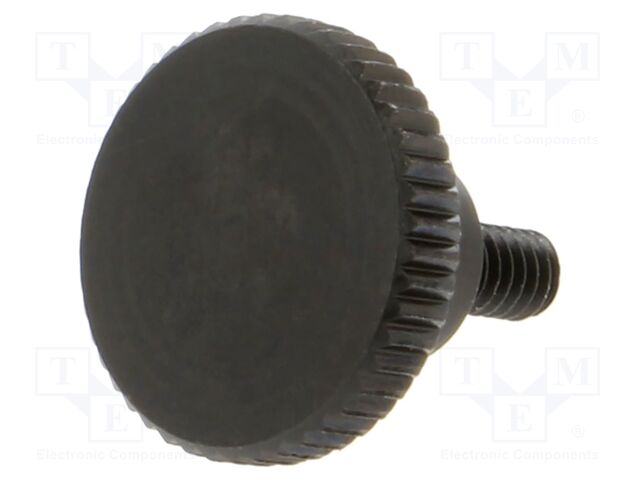 Knob; Ø: 9mm; Ext.thread: M2; 4mm; H: 5.3mm; steel; knurled