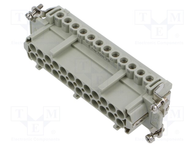 Connector: HDC; contact insert; female; CNE; PIN: 24; 24+PE; 16A