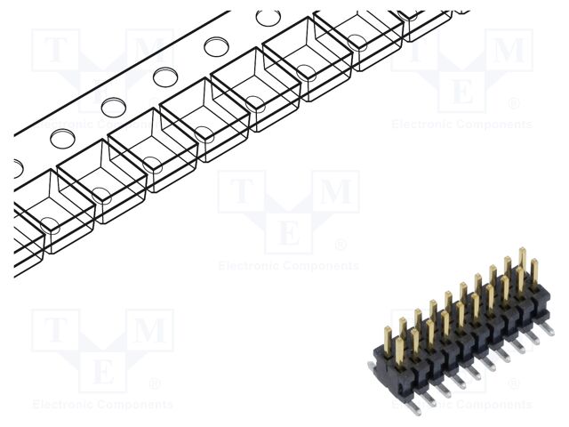 Connector: pin strips; male; PIN: 20; 1.27mm; gold flash; SMT; reel