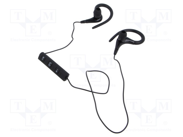 Wireless headphones with microphone; black; Features: with LED