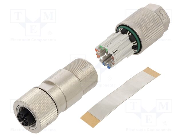 Connector: M12; plug; PIN: 8; female; straight; for cable; X code